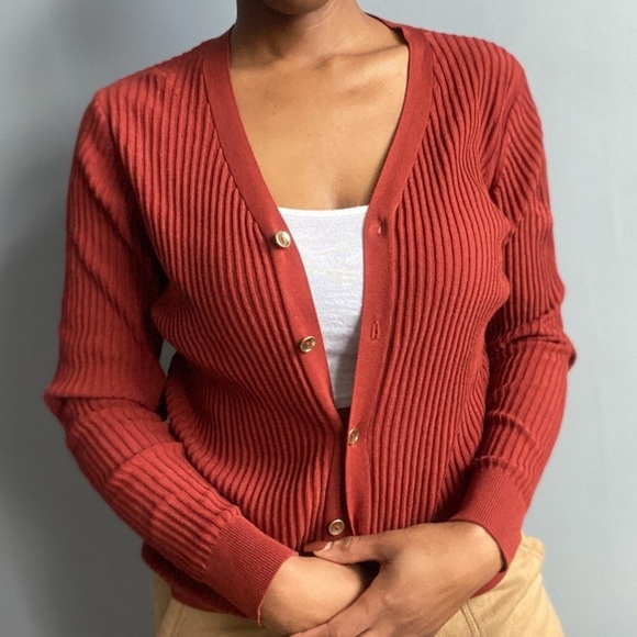 Cleo Ribbed Knit Cardigan Sweater - Picture 1 of 6